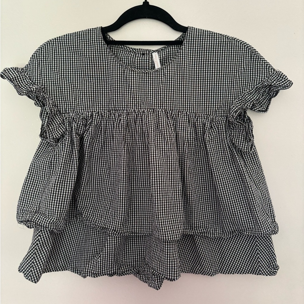 Zara gingham ruffle top